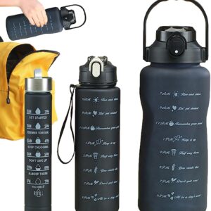 Motivational Water Bottle with Time Marking | 3-Piece Cool Water Bottles with Fitness and Outdoor